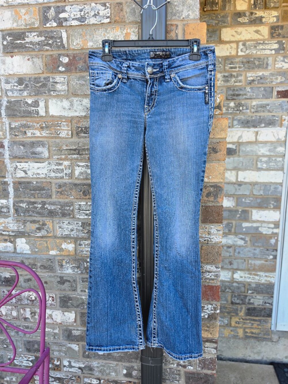 Silver Jeans Co. Suki Bootcut Jeans Women's W28 L32 Medium Wash Blue Embroidered